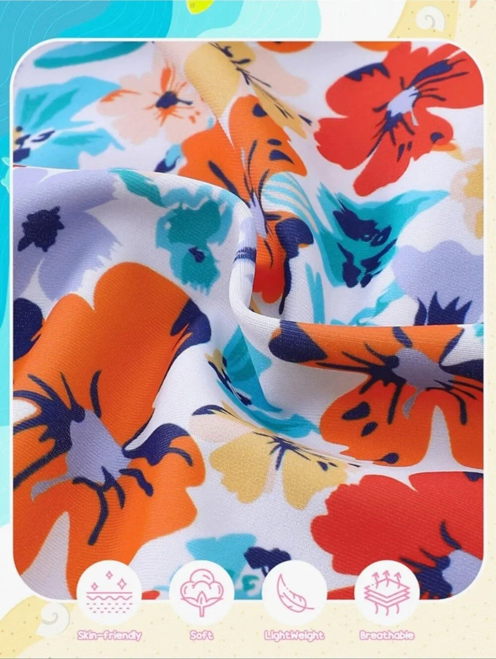 Girls Ruffled Floral Swimsuit